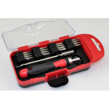 22PC 28mm Length Screwdriver Bit Set with Ratchet Handle